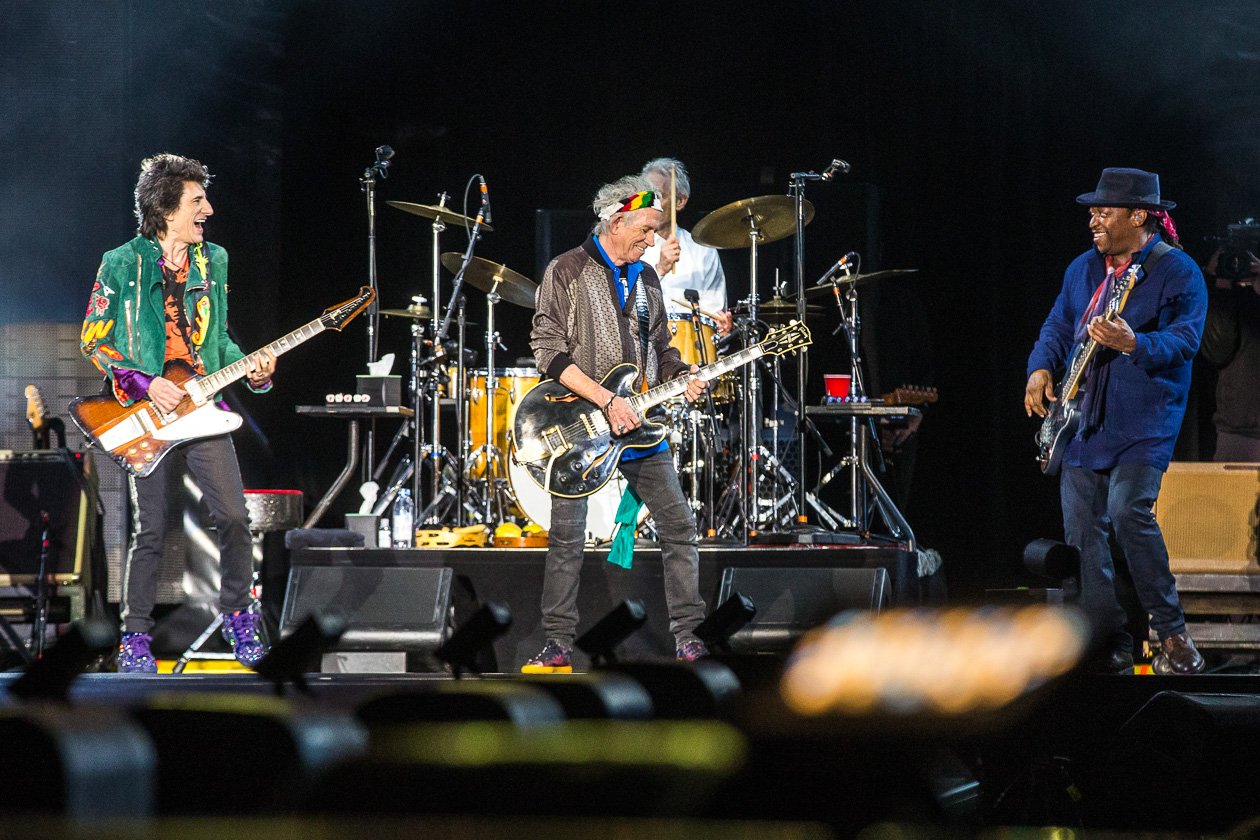 Rolling Stones – Mick Jagger, Keith Richards, Charlie Watts und Ron Wood zum Auftakt der "No Filter"-Europatour in Hamburg. – Stones on stage.