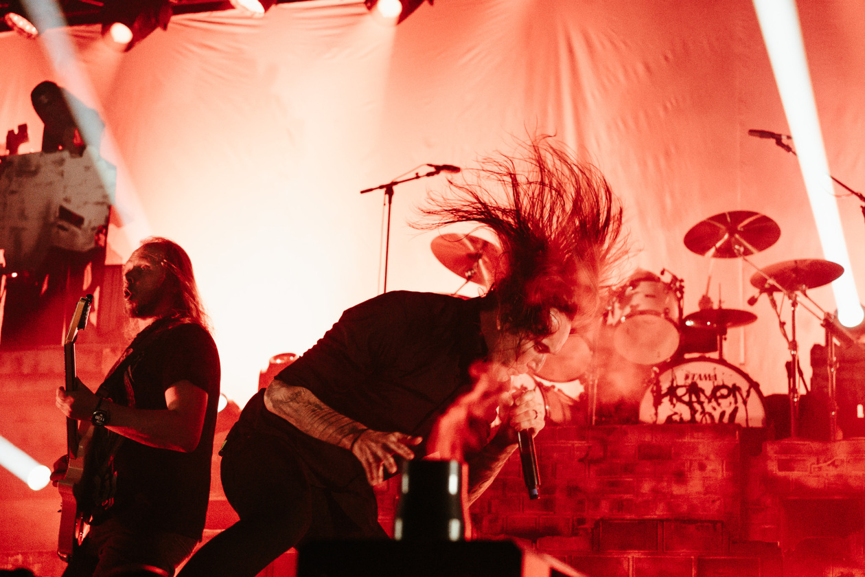 Metalcore/Melodic Death Metal pur: Sänger Marcus Bischoff und Band live. – Heaven Shall Burn.