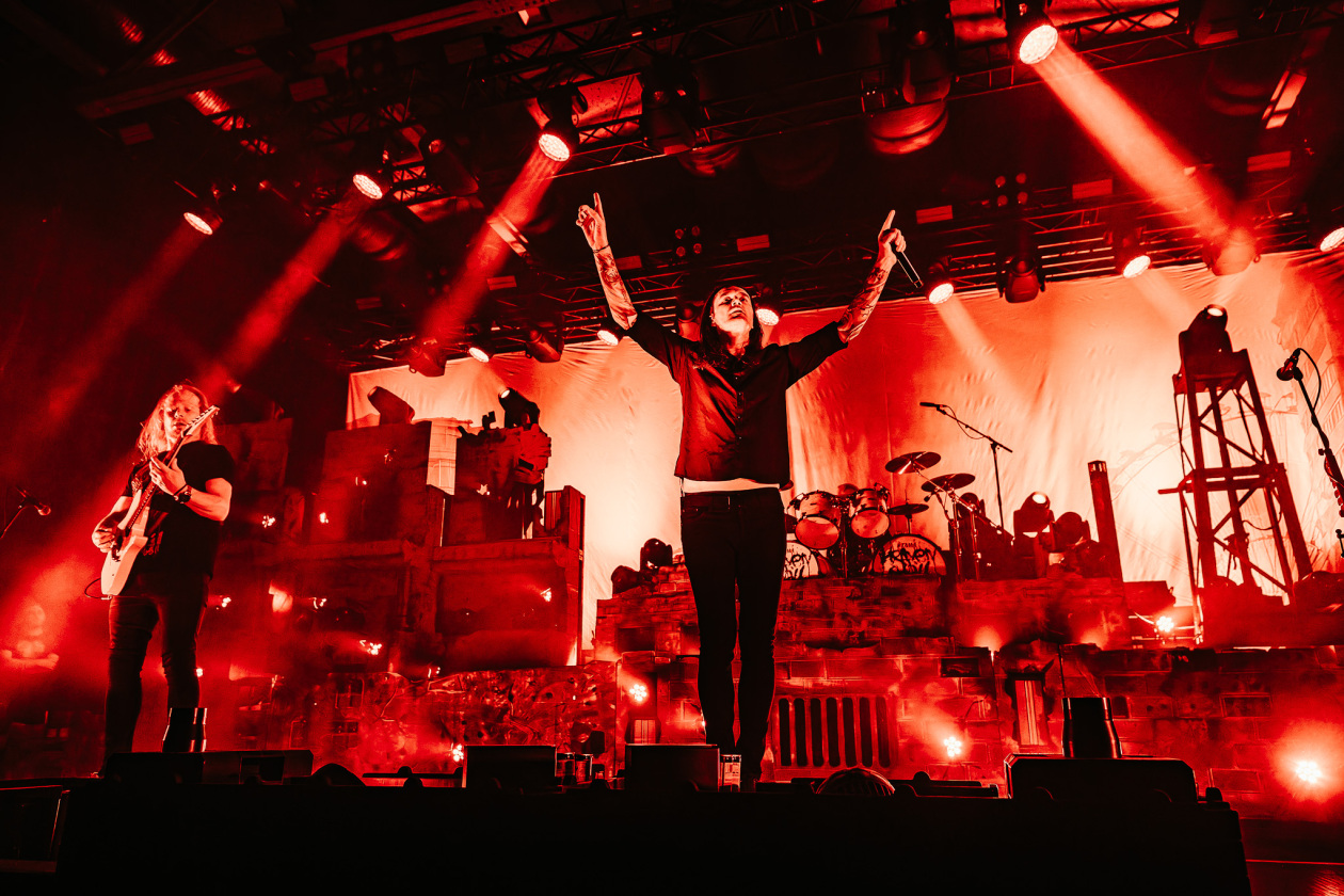 Metalcore/Melodic Death Metal pur: Sänger Marcus Bischoff und Band live. – Heaven Shall Burn.